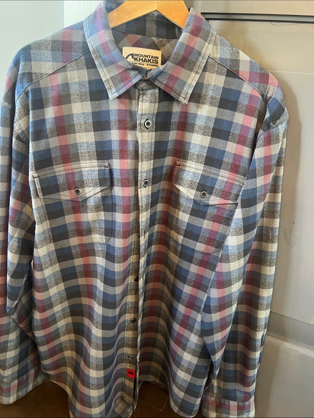 Mountain Khakis Plaid Button-Down Shirt in Blue, Gray, and Red